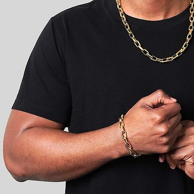 Invicta Jewelry Men's Beveled Edge Large Nautical Oval Link Chain Bracelet