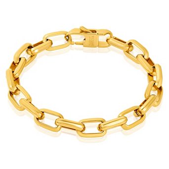 Invicta Jewelry Men's Beveled Edge Large Nautical Oval Link Chain Bracelet
