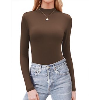Zeagoo Women's Mock Neck Dressy Casual Tops Fall Long Sleeve Slim Fit Undershirts