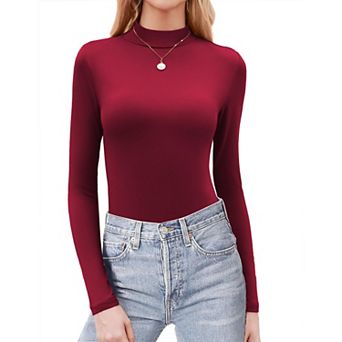 Zeagoo Women's Mock Neck Dressy Casual Tops Fall Long Sleeve Slim Fit Undershirts