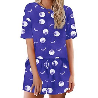 Ekouaer Cotton Pajamas for Women 2 pc Lounge Sets Short Sleeve Pjs Shorts Set Soft Sleepwear