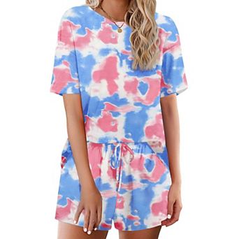 Ekouaer Cotton Pajamas for Women 2 pc Lounge Sets Short Sleeve Pjs Shorts Set Soft Sleepwear