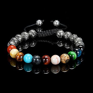 Solar System Natural Stone Bead Adjustable Shocker Tie Bracelet (8mm)