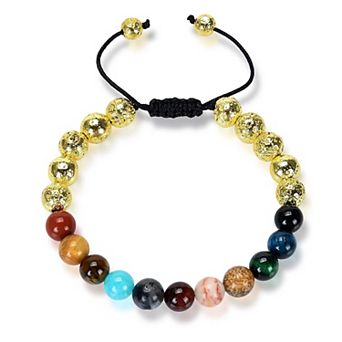 Solar System Natural Stone Bead Adjustable Shocker Tie Bracelet (8mm)
