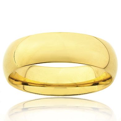 Polished Gold Plated Stainless Steel Domed Band Ring (6mm)
