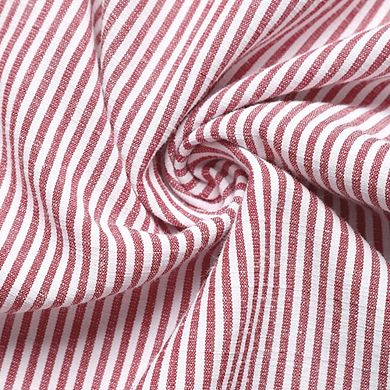 Women's Slim Collared Work Blouses Long Sleeves Striped Button Down Shirts No Pockets Tops