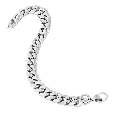 Invicta Jewelry Men's Rounded Beveled Edge Curb Chain Stainless Steel Bracelet