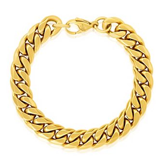 Invicta Jewelry Men's Rounded Beveled Edge Curb Chain Stainless Steel Bracelet