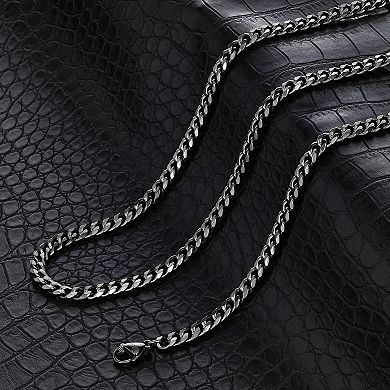 Invicta Jewelry Men's Beveled Edge Curb Chain Stainless Steel Necklace