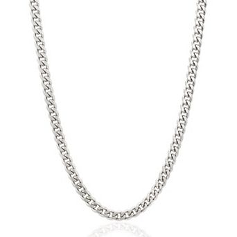 Invicta Jewelry Men's Beveled Edge Curb Chain Stainless Steel Necklace