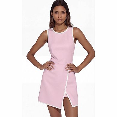 Women's Sleeveless Contrast Trim Active Wrap Mini Dress