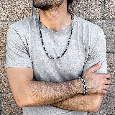 Crucible Men's Matte Finish Steel Box Chain Necklace