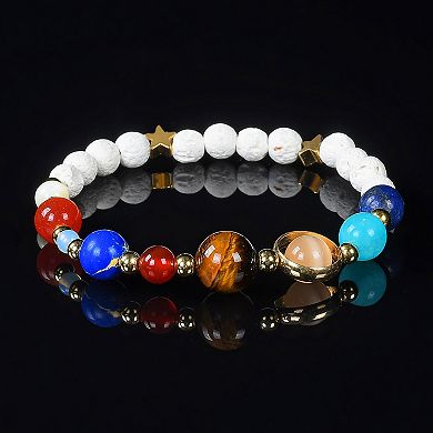 Solar System Natural Stone Bead Stretch Bracelet