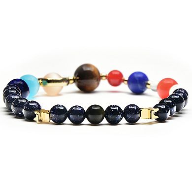 Solar System Natural Stone Bead Stretch Bracelet