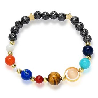Solar System Natural Stone Bead Stretch Bracelet