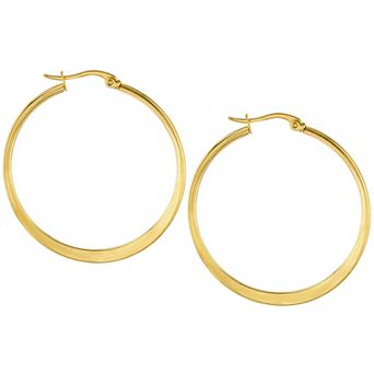 ELYA Women's Polished Hoop Stainless Steel Earrings