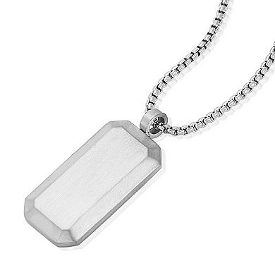 Invicta Jewelry Men's Small Beveled Edge Antiqued Dog Tag Necklace