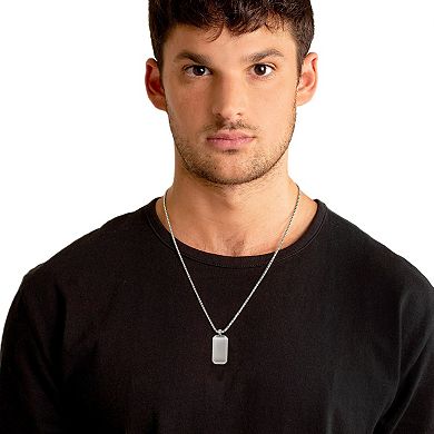 Invicta Jewelry Men's Small Beveled Edge Antiqued Dog Tag Necklace