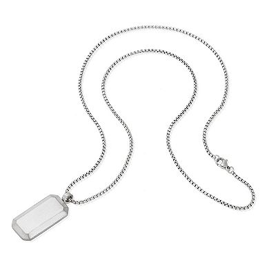 Invicta Jewelry Men's Small Beveled Edge Antiqued Dog Tag Necklace