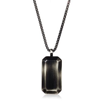 Invicta Jewelry Men's Small Beveled Edge Antiqued Dog Tag Necklace