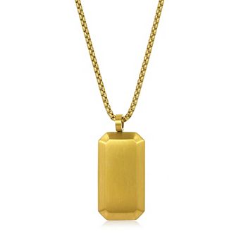 Invicta Jewelry Men's Small Beveled Edge Antiqued Dog Tag Necklace