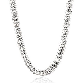 Men's Polished Curb Chain Stainless Steel Necklace (10mm) - 24"