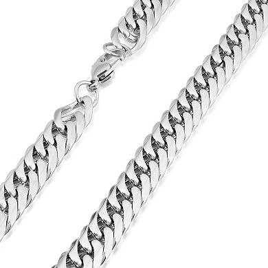 Men's Polished Curb Chain Stainless Steel Necklace (10mm) - 24"