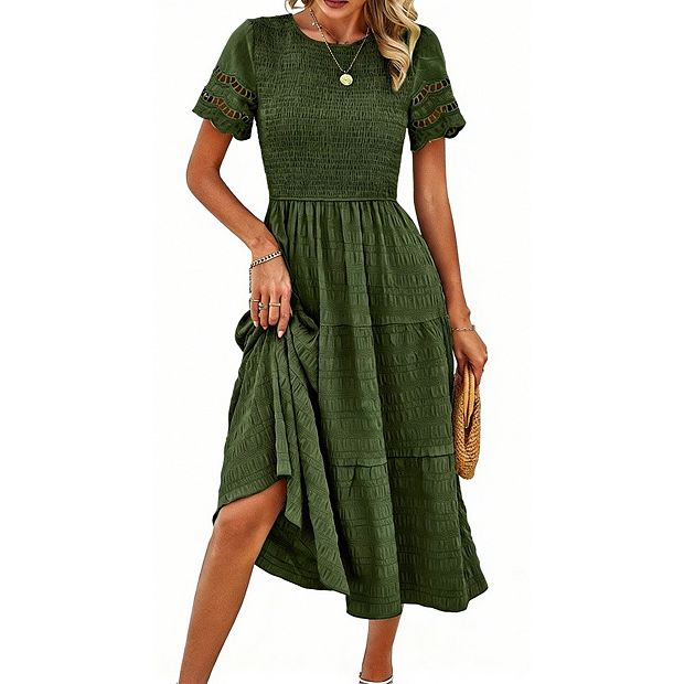 lace ruffle hem midi dress Premium Lace Ruffle Hem Midi Dress by Sosandar Online | THE ICONIC