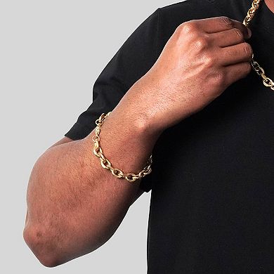 Invicta Jewelry Men's Knife Edge Oval Link Chain Bracelet