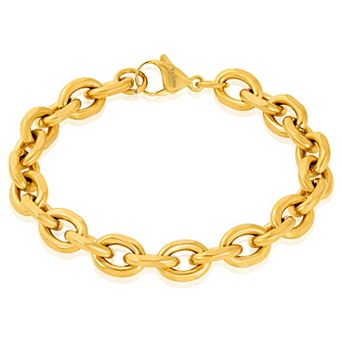 Invicta Jewelry Men's Knife Edge Oval Link Chain Bracelet