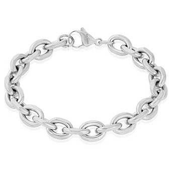 Invicta Jewelry Men's Knife Edge Oval Link Chain Bracelet