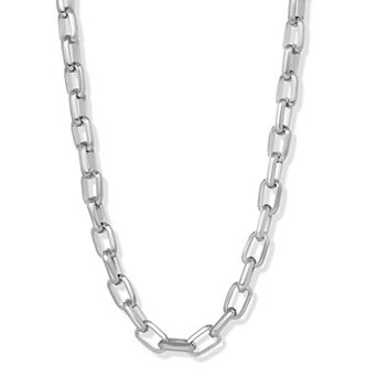 Invicta Jewelry Men's Beveled Edge Large Nautical Oval Link Chain Necklace