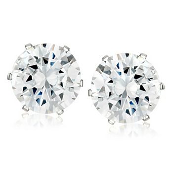 ELYA Women's Prong Set Cubic Zirconia Stud Steel Earrings