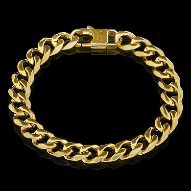Invicta Jewelry Men's Curved Link Curb Chain Stainless Steel Bracelet