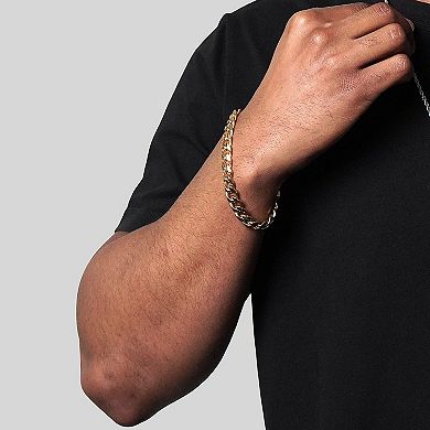 Invicta Jewelry Men's Curved Link Curb Chain Stainless Steel Bracelet