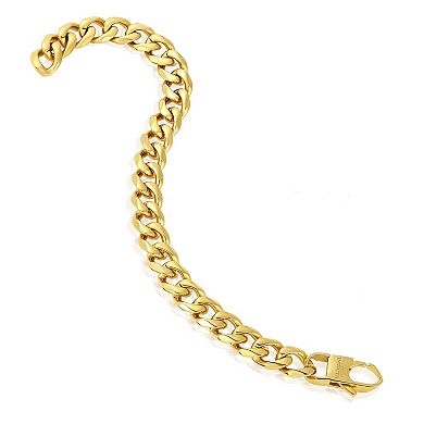 Invicta Jewelry Men's Curved Link Curb Chain Stainless Steel Bracelet
