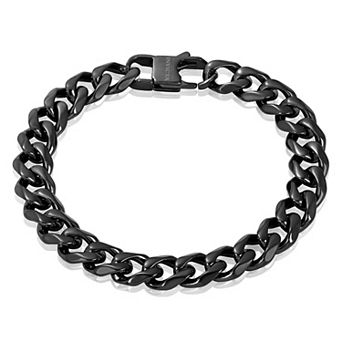 Invicta Jewelry Men's Curved Link Curb Chain Stainless Steel Bracelet