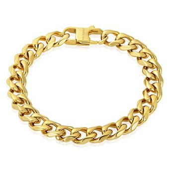 Invicta Jewelry Men's Curved Link Curb Chain Stainless Steel Bracelet