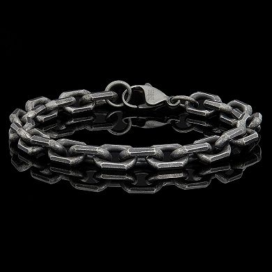 Invicta Jewelry Men's Beveled Edge Rectangular Link Chain Bracelet