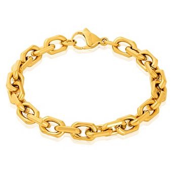 Invicta Jewelry Men's Beveled Edge Rectangular Link Chain Bracelet