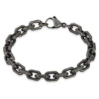 Invicta Jewelry Men's Beveled Edge Rectangular Link Chain Bracelet