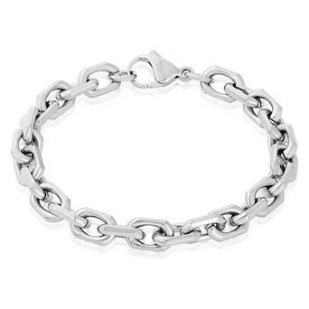 Invicta Jewelry Men's Beveled Edge Rectangular Link Chain Bracelet