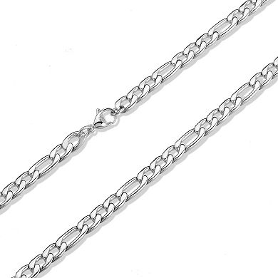 Men's Polished Figaro Chain Stainless Steel Necklace (8mm) - 24"