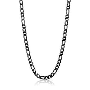 Men's Polished Figaro Chain Stainless Steel Necklace (8mm) - 24"