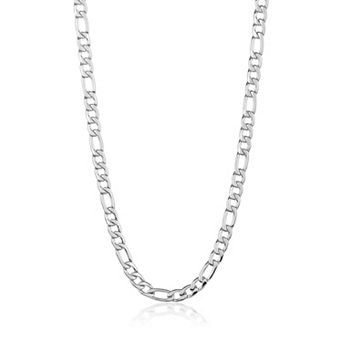 Men's Polished Figaro Chain Stainless Steel Necklace (8mm) - 24"