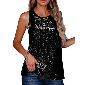 Zeagoo Womens Sparkle Shimmer Camisole Vest Glitter Sequin Tank Top Shirt Tanks