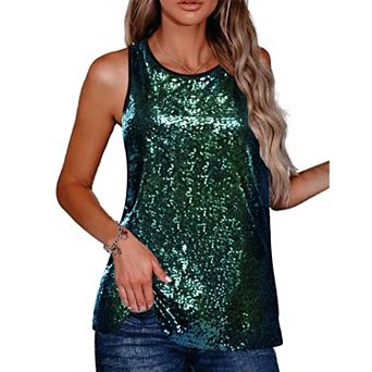 Zeagoo Womens Sparkle Shimmer Camisole Vest Glitter Sequin Tank Top Shirt Tanks