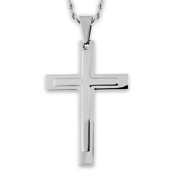 Men's Stainless Steel Layer Cross Pendant Necklace