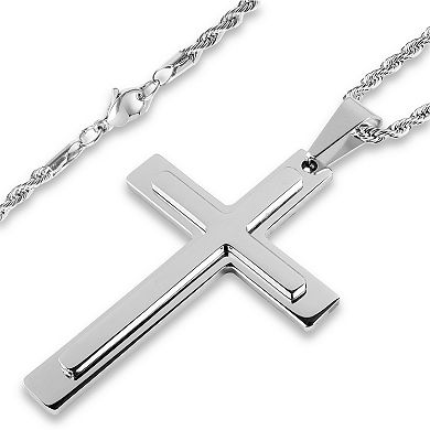 Men's Stainless Steel Layer Cross Pendant Necklace