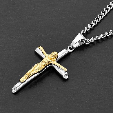 Men's Polished Crucifix Cross Stainless Steel Necklace